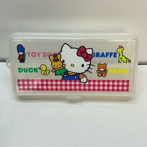 vintage 80s hello kitty plastic pencil case art container divided clear